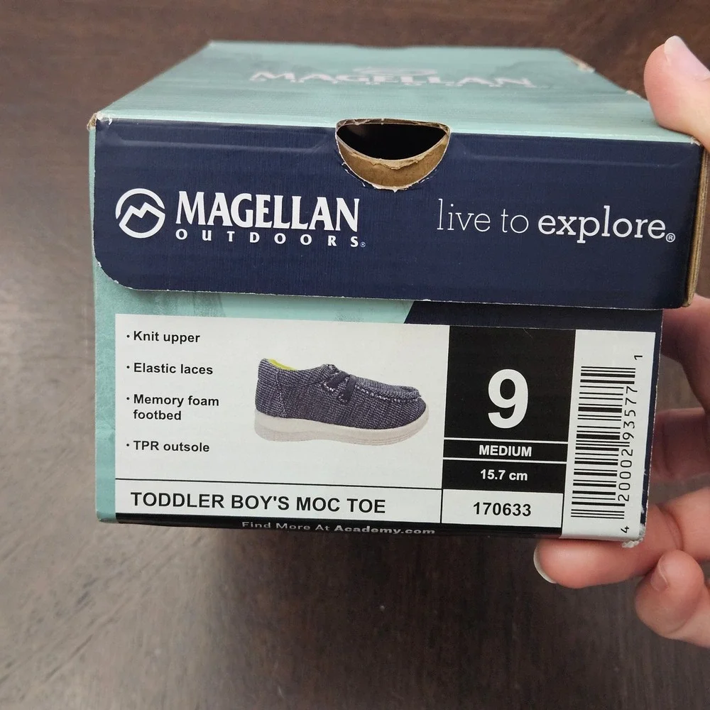 Magellan Moc Toe Shoes Toddler Boys 9 Grey NEW Knit Memory Foam Slip On Loafers